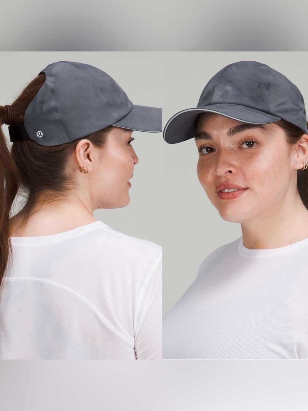Lululemon Fast and Free Ponytail Running Hat Diamond Dye Pitch Graphite Grey